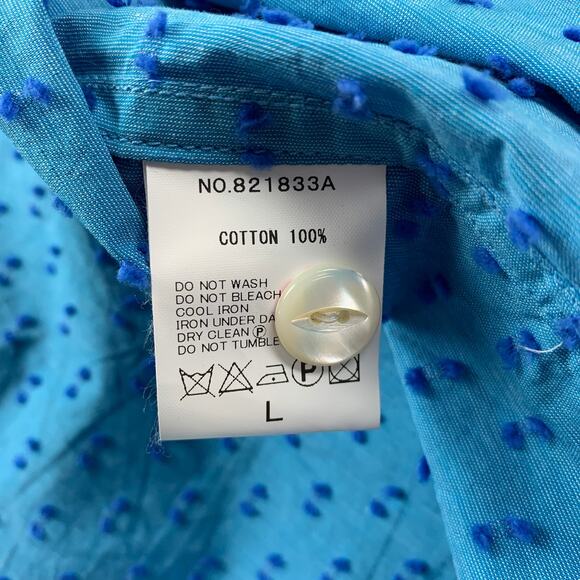 HAVER SACK Size L Blue Dots Cotton Button Up Short Sleeve Shirt - Picture 4 of 5
